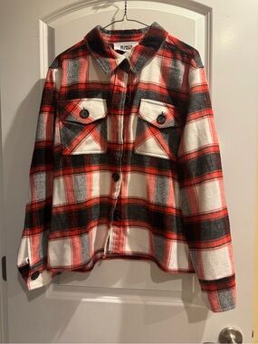 BB Dakota Red White Black Plaid Button-Up Jacket
